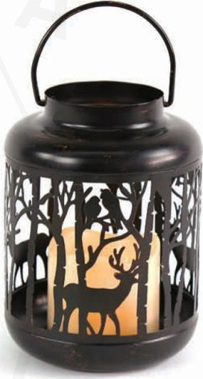 Aca Christmas Metallic Black Battery Lantern 18x12cm