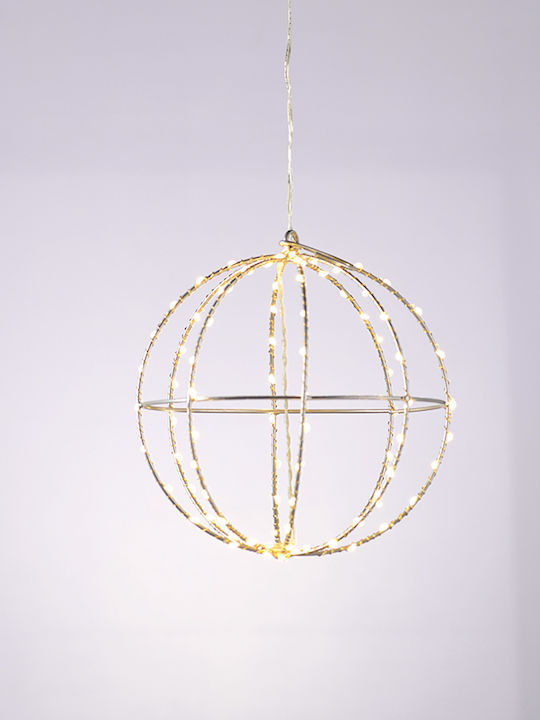 Aca Illuminated Christmas Metal Figure Ball Silver 30x30x30cm