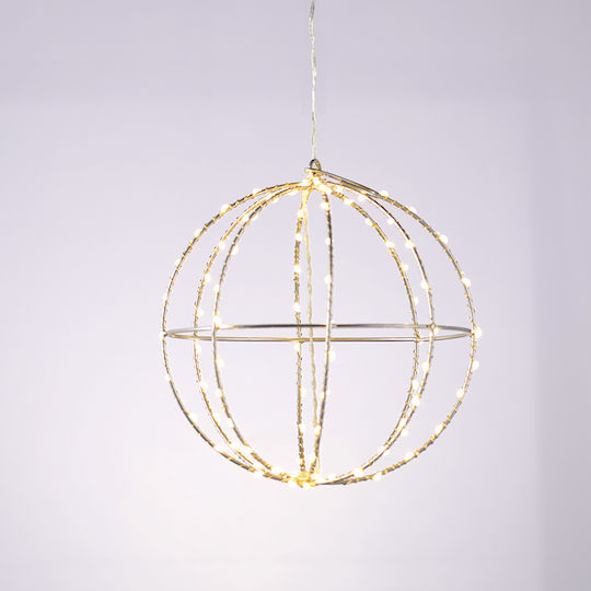 Aca Illuminated Christmas Metal Figure Ball Silver 40x40x40cm