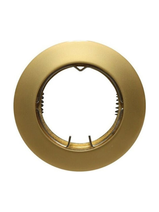 Aca Στρογγυλό Μεταλλικό Πλαίσιο για Σποτ GU10 MR16 σε Χρυσό χρώμα 7.8x7.8cm
