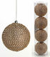 Set of 4 Plastic Brown Ball Ornaments 7.5cm with Spangly Details