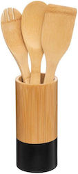 Bamboo Cooking Utensil Set Brown 4pcs