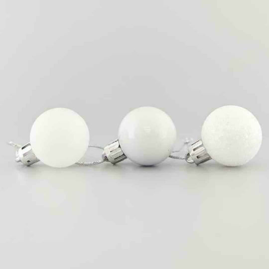 Hängendes Kugel Ornament Ornament Kunststoff Weiß 3cm Set 24Stück