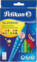 Pelikan Silverino Ξυλομπογιές Τριγωνικές Χονδρές 12τμχ