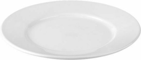Plast Port Plate Shallow Plastic White with Diameter 23cm 6pcs
