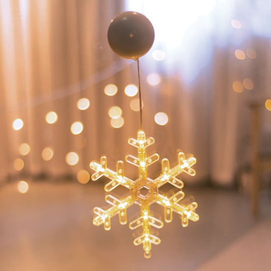 Aca Осветена Коледна Пластмасова Фигура Люспи Бяла 20x20x17см. 4бр Snowflake