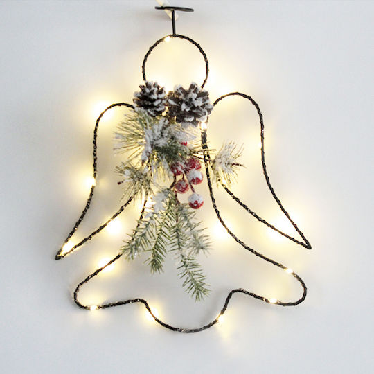 Aca Illuminated Christmas Metal Figure Cherub White 30.5x30.5x24.5cm 3pcs Hanging Angel