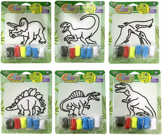 ToyMarkt Plasticine Playset for 6+ Years 6 Pieces Dinosaur Figures Various Designs 6 Colors per Package 1 Piece