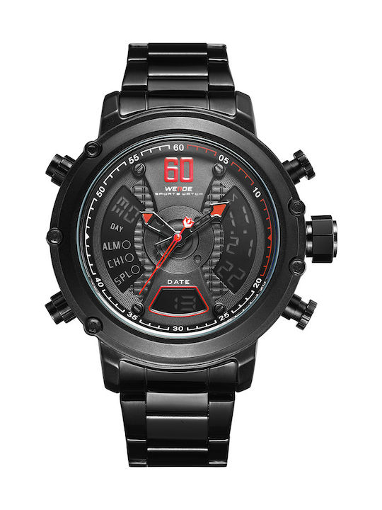 Weide Herrenuhr 50mm Batterie mit Schwarz Metal...
