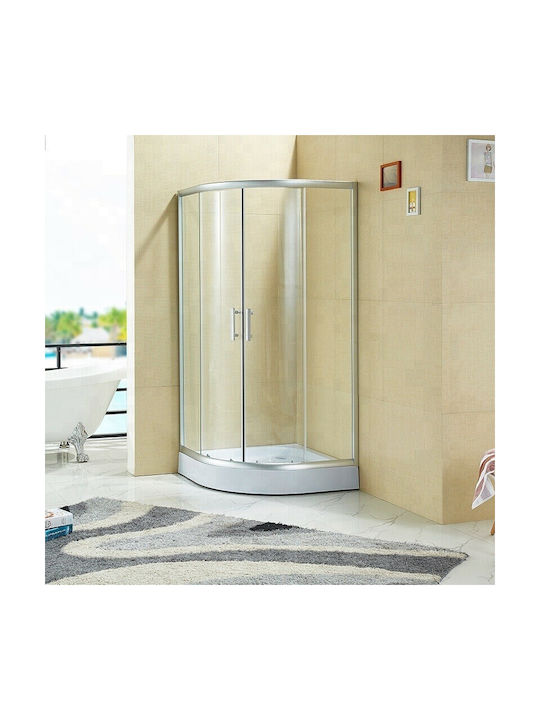 Gloria Romeo Cabinet Duș Semicirculară cu Glisare Ușă 80x80x180cm Sticlă transparentă Chrome