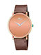 Lotus Watches Γυναικείο Ρολόι Μπαταρίας με Καφέ Δερμάτινο Λουράκι
