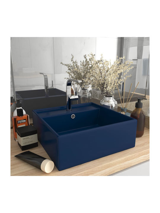 vidaXL Επικαθήμενος Νιπτήρας Κεραμικός 41x41x15cm Μπλε