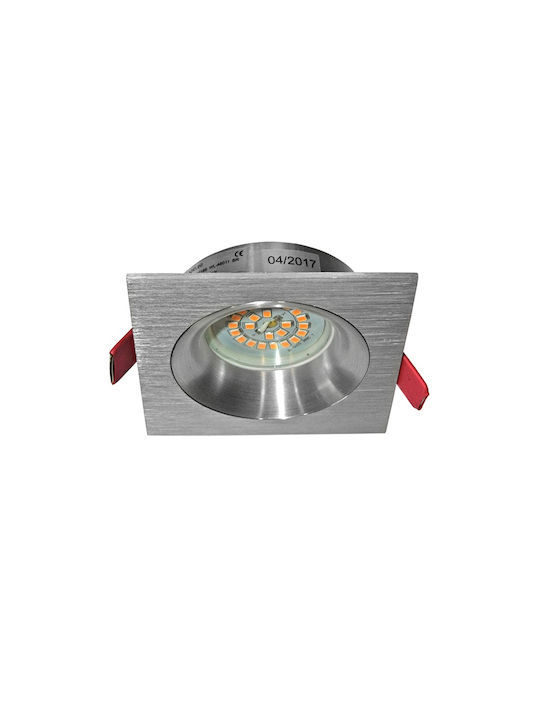 Adeleq WL-46011 Square Metallic Recessed Spot with Socket GU10 MR16 Silver 9.2x9.2cm.