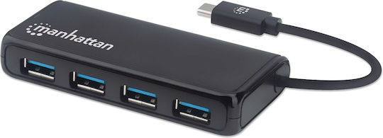 Manhattan IUSB31C-HUB430M USB Хъб с 4 USB 3.2 Порта и USB-C Връзка