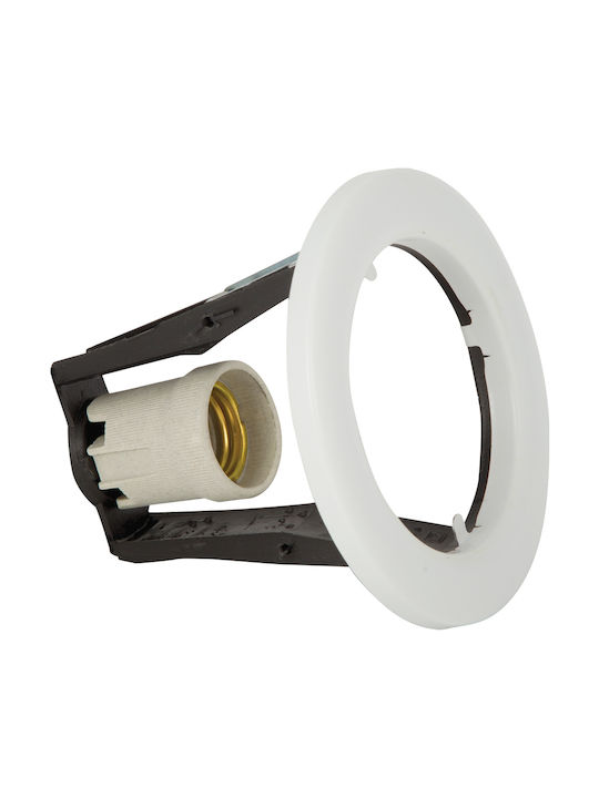 VK Lighting Round Metallic Recessed Spot with Socket E27 R80 White 12.5x12.5cm. 1pcs