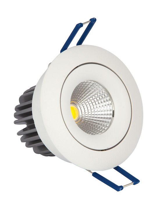 VK Lighting VK/04124/W/W Στρογγυλό Μεταλλικό Χωνευτό Σποτ με Ενσωματωμένο LED και Θερμό Λευκό Φως 10W σε Λευκό χρώμα 8.2x8.2cm