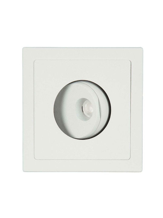 VK Lighting VK/04178/WA/W/C Square Metallic Recessed Spot with Integrated LED and Natural White Light 2W White 8.5x8.5cm.