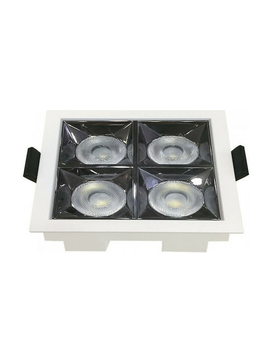 V-TAC Square Metallic Recessed Spot with Integrated LED and Natural White Light Samsung SMD 16W White 9.3x9.3cm. 1pcs
