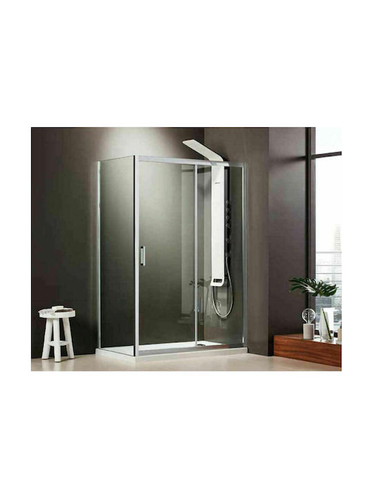 Axis Slider 1+1 SLX150C-100 Shower Screen for Shower with Sliding Door 147-151x185cm Clean Glass Chrome