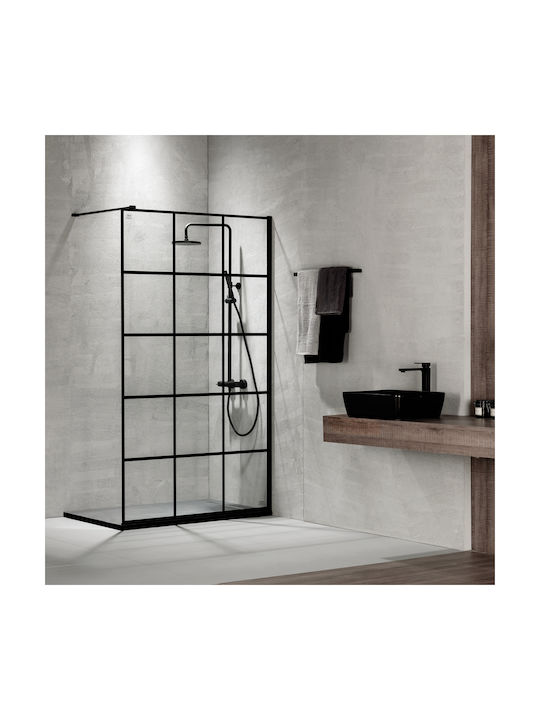 Devon Iwis Decor Walk-in Διαχωριστικό Ντουζιέρας 90x200cm Black Matt