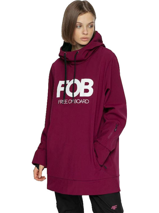 4F Women's Long Hooded Sweatshirt Burgundy