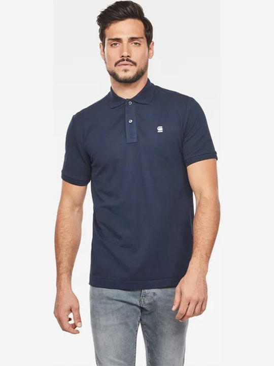 Dunda Slim Polo Men's Blouse Short Sleeve Navy Blue