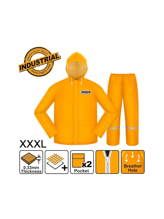 Ingco Waterproof and Windproof Work Suit Yellow