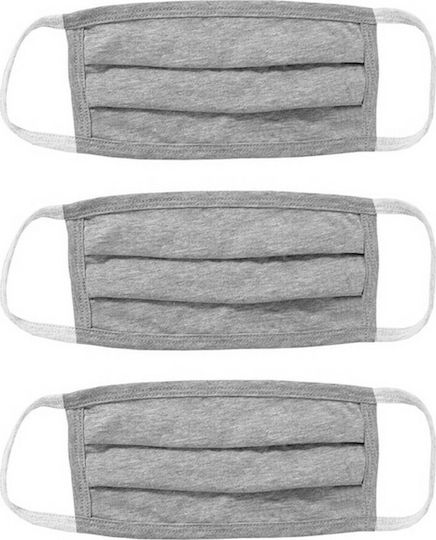 Protective Mask Cotton Reusable Protective Mask Fabric Gray MSK-0007 3pcs