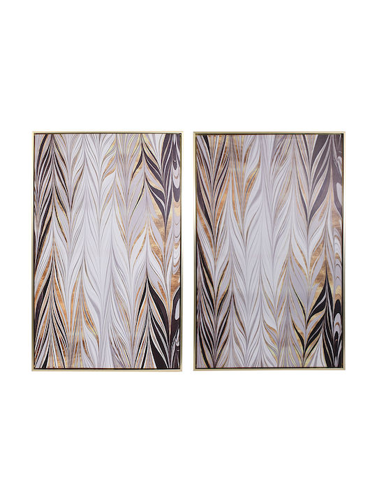 Fylliana Black-White-Gold Κάδρο σε Καμβά 80x50cm