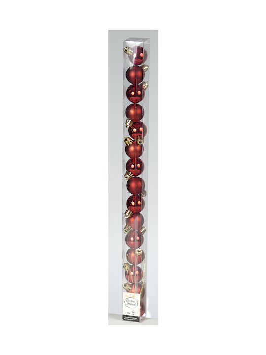 TnS Christmas Plastic Ball Ornament Red 3x3cm 15pcs
