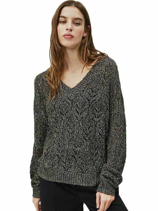 Pepe Jeans Teressa Women's Long Sleeve Sweater with V Neckline Gray