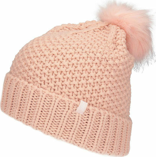 Pom Pom Beanie Γυναικείος Σκούφος Πλεκτός σε Ροζ χρώμα