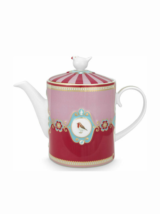 PiP Studio Love Birds Medalion Τσαγιέρα Πορσελάνης Ροζ 1300ml