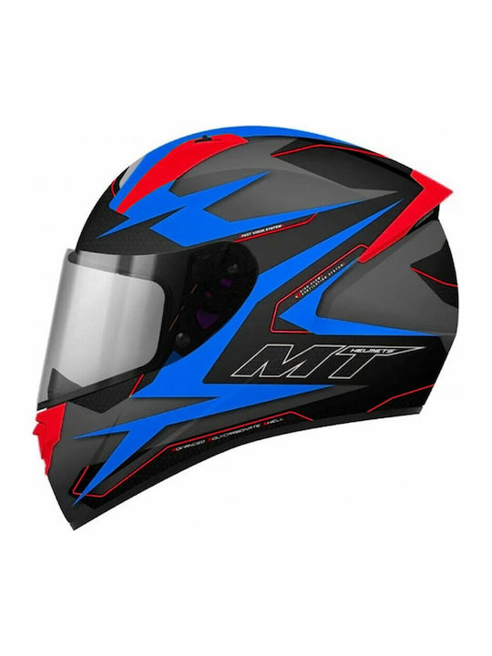 MT Stinger Powered D7 Matt Blue/Red/Grey Motorradhelm Volles Gesicht ECE 22.05 1450gr MTH000KRA357