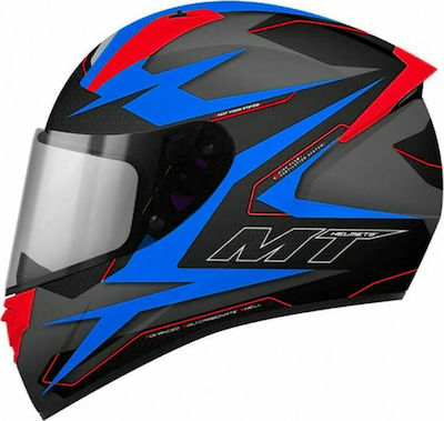 MT Stinger Powered D7 Matt Blue/Red/Grey Motorradhelm Volles Gesicht ECE 22.05 1450gr MTH000KRA357