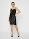 Leather Pencil High-waisted Mini Skirt Black