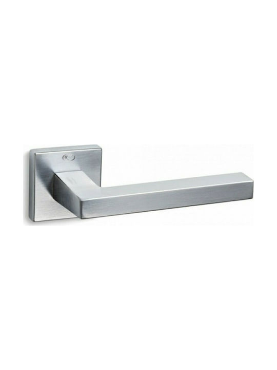 Convex 865 Front Door Matte & Polished Lever with Rosette for Right Placement Χρώμιο