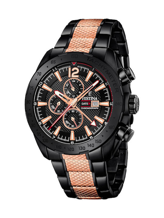 Festina Uhr Chronograph Batterie mit Schwarz Metallarmband