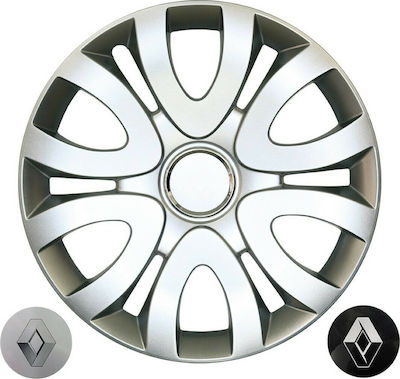 Croatia Cover Car Hubcap Set Renault Clio IV with Renault Emblem 15" 4pcs Silver