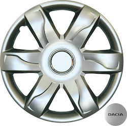 Croatia Cover Car Hubcap Set Dacia Sandero/Logan/MPV/Lodgy with Dacia Emblem 15" 4pcs Silver