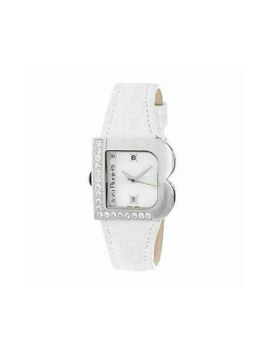 Laura Biagiotti Watch with White Leather Strap LB0001L-BL