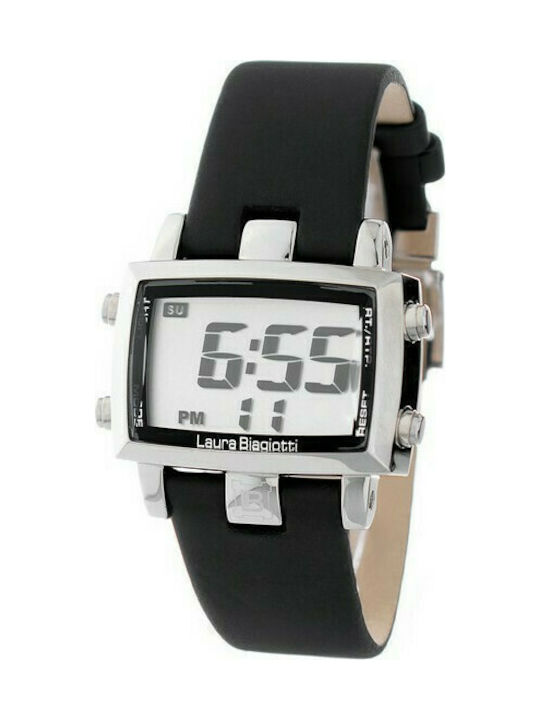 Laura Biagiotti Digital Watch with Black Leather Strap LB0015M-02