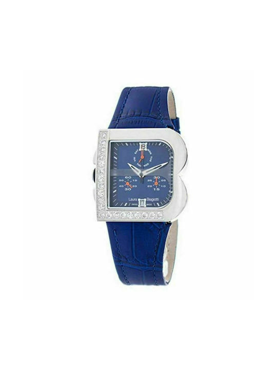 Laura Biagiotti Uhr Chronograph mit Blau Lederarmband LB0002L-AZP