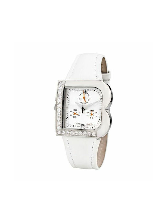 Laura Biagiotti Uhr mit Weiß Lederarmband LB0002L-B