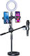 RK25 Ringlicht 9cm 3300 - 5600K mit Desktop Ständer und Handyhalter