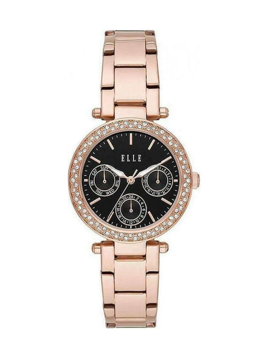 Elle Time & Jewelry Ceas Cronograf cu Rose Gold Brățară Metalică ELL23006