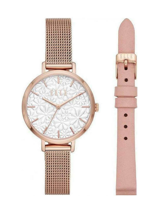 Elle Time & Jewelry Ceas cu Rose Gold Brățară Metalică ELL27003