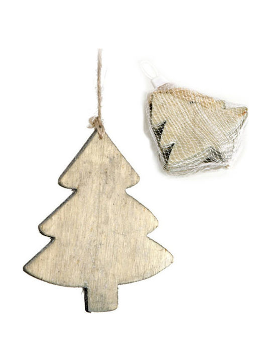 Zaros Christmas Wooden Tree Ornament Beige 5pcs