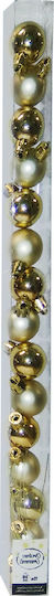 Ornament suspendat Glob Plastic Auriu 3buc Set 15buc