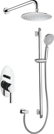 Karag Sinar Built-in Mixer, Hand Shower & Shower Head Set for Shower 2 Exits Silver
